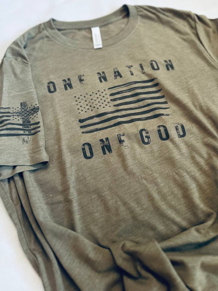 Only Grace Company - Wholesale Screen Printed T-Shirt - Men's - One Nation, One God Men's Americana Christian Tee