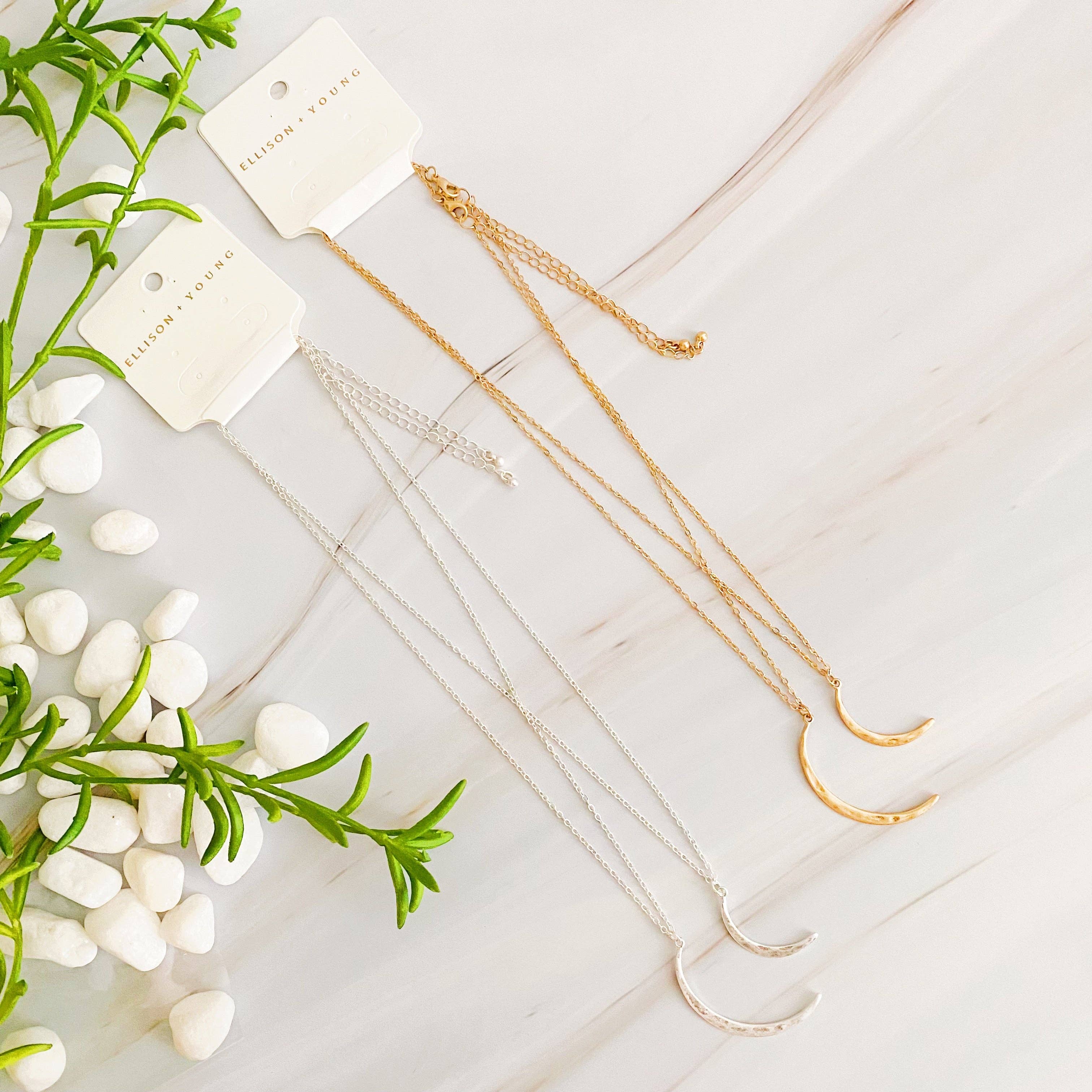 Ellison+Young – Großhandel Kette mit Anhänger/Charm – Crescent Duo Halsketten-Set, 2-teilig5