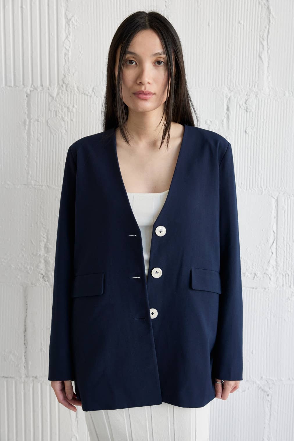 All Row - Wholesale Blazer - Women's - The Eleanor Blazer | Deep V-Neck Oversized Blazer16
