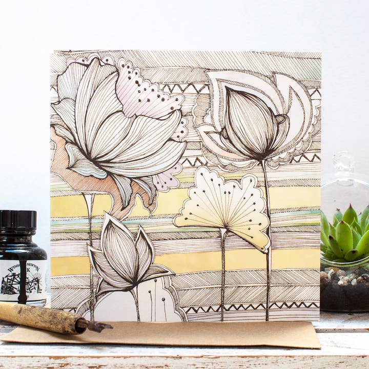 Wild Flowers Greetings Card for wholesale by Jessica Wilde