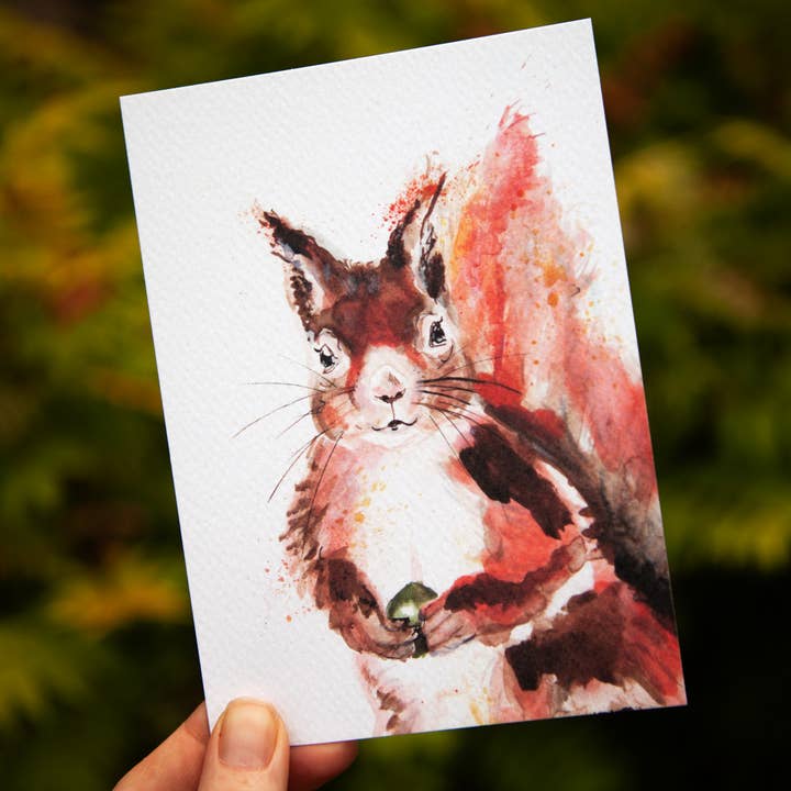 Inky Squirrel Luxury Textured Postcards for wholesale by Kate Moby