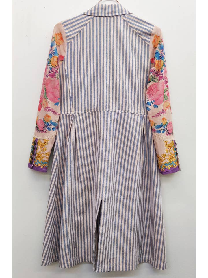 Tea Wash Blue Stripes Combo Sailor's Love Coat for wholesale on Faire1