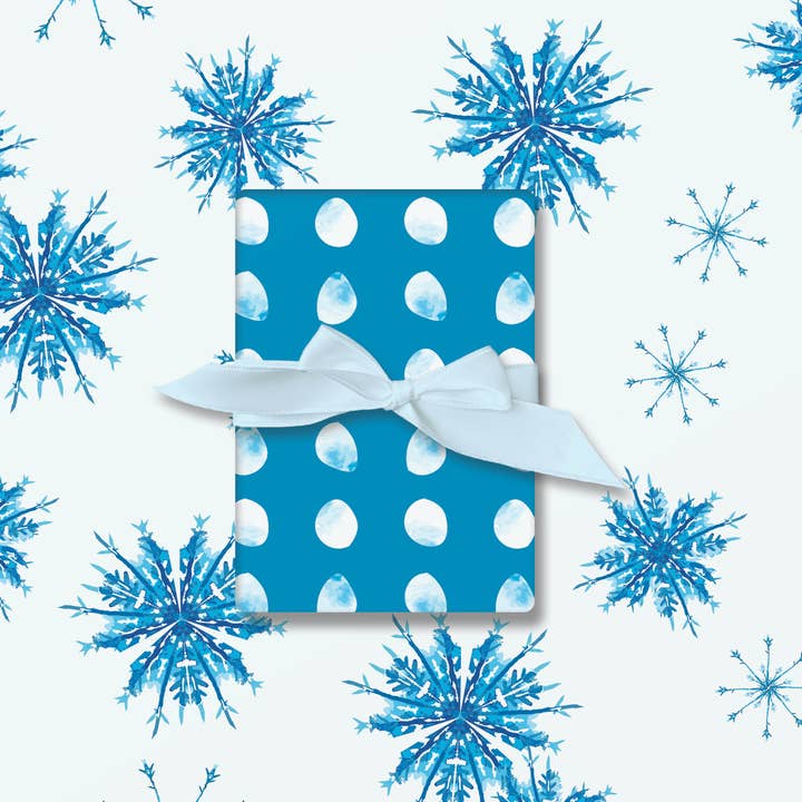 Ballard & Prescott - Vente Feuille de papier cadeau - Papier Cadeau Flocon de Neige Bleu - Emballage Cadeau de Noël7