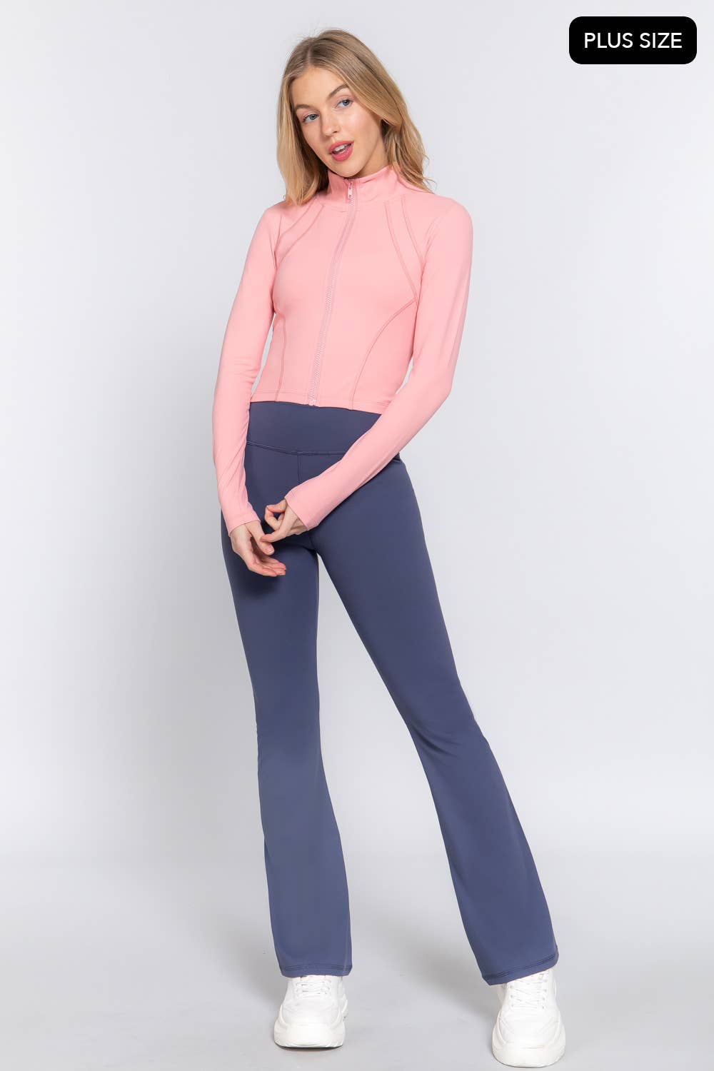 Active Basic | Active USA – wholesale Athletic jacket – Women′s – [PLUS SIZE] Long Sleeve Mock Neck Zip-Up Workout Jacket 21