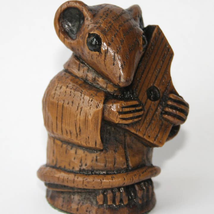 Oakapple Designs Ltd - Wholesale Decorative Figurine - Church Mouse Playing Psaltery- Reproduction carving ornament2