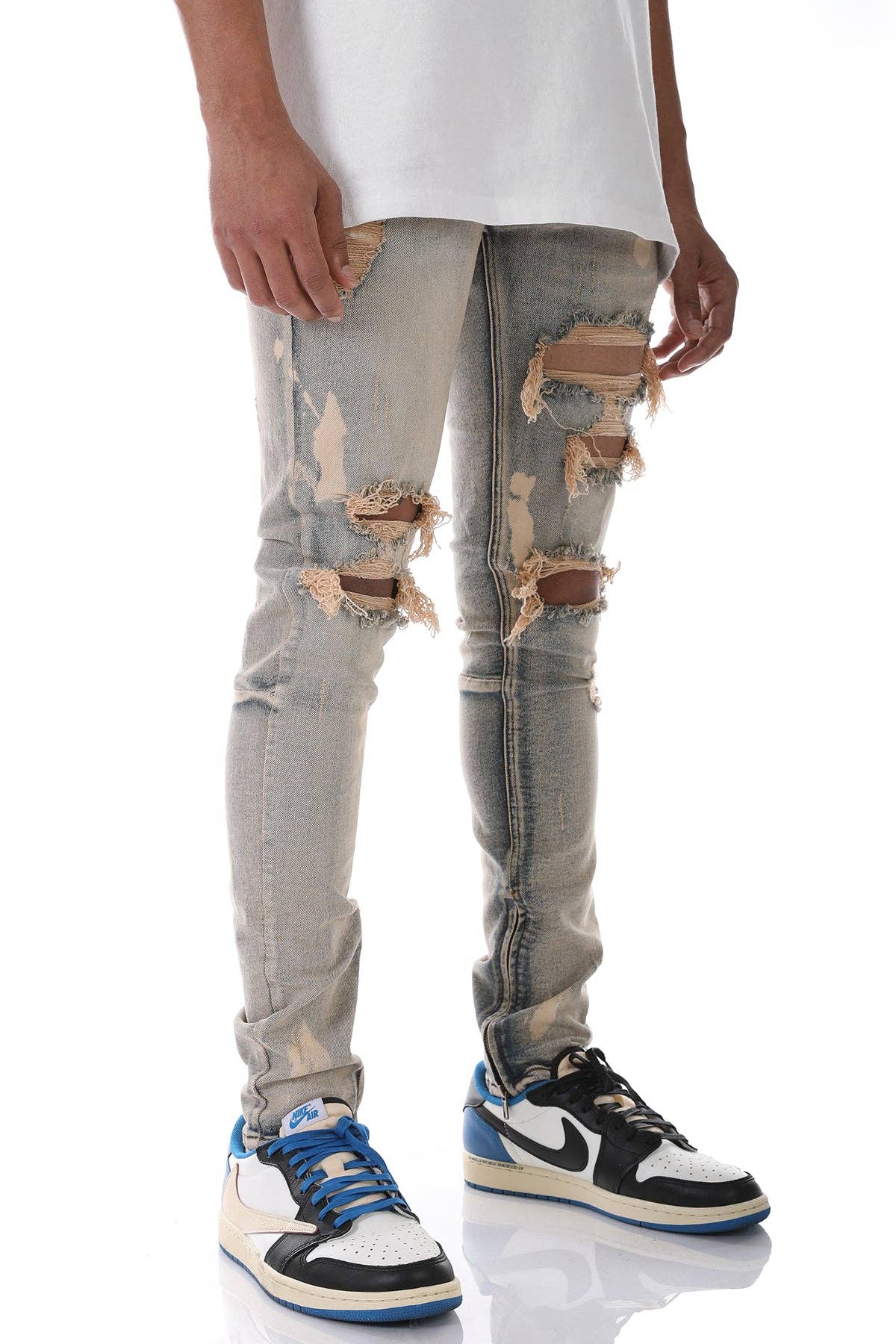 KDNK - Wholesale Jeans - Men's - BLEACHED ANKLE ZIP JEANS0