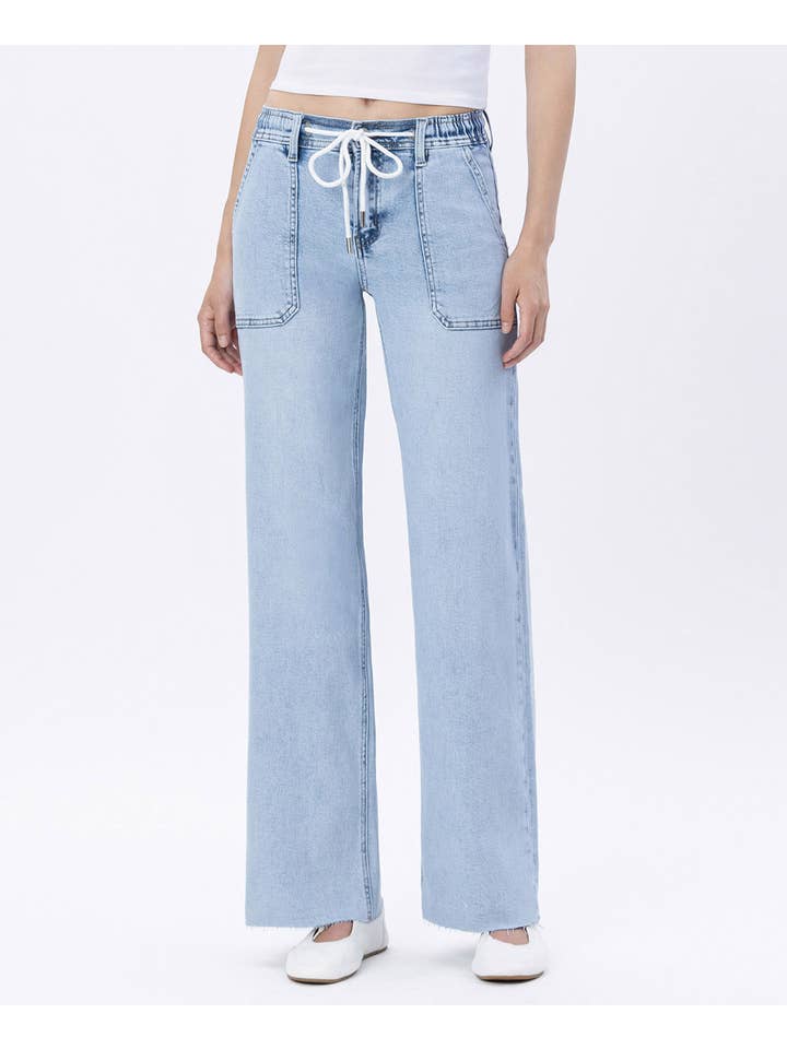 KLART Wide-leg jeans med højt liv og snørelukning i taljen LV1902 for engroshandel på Faire