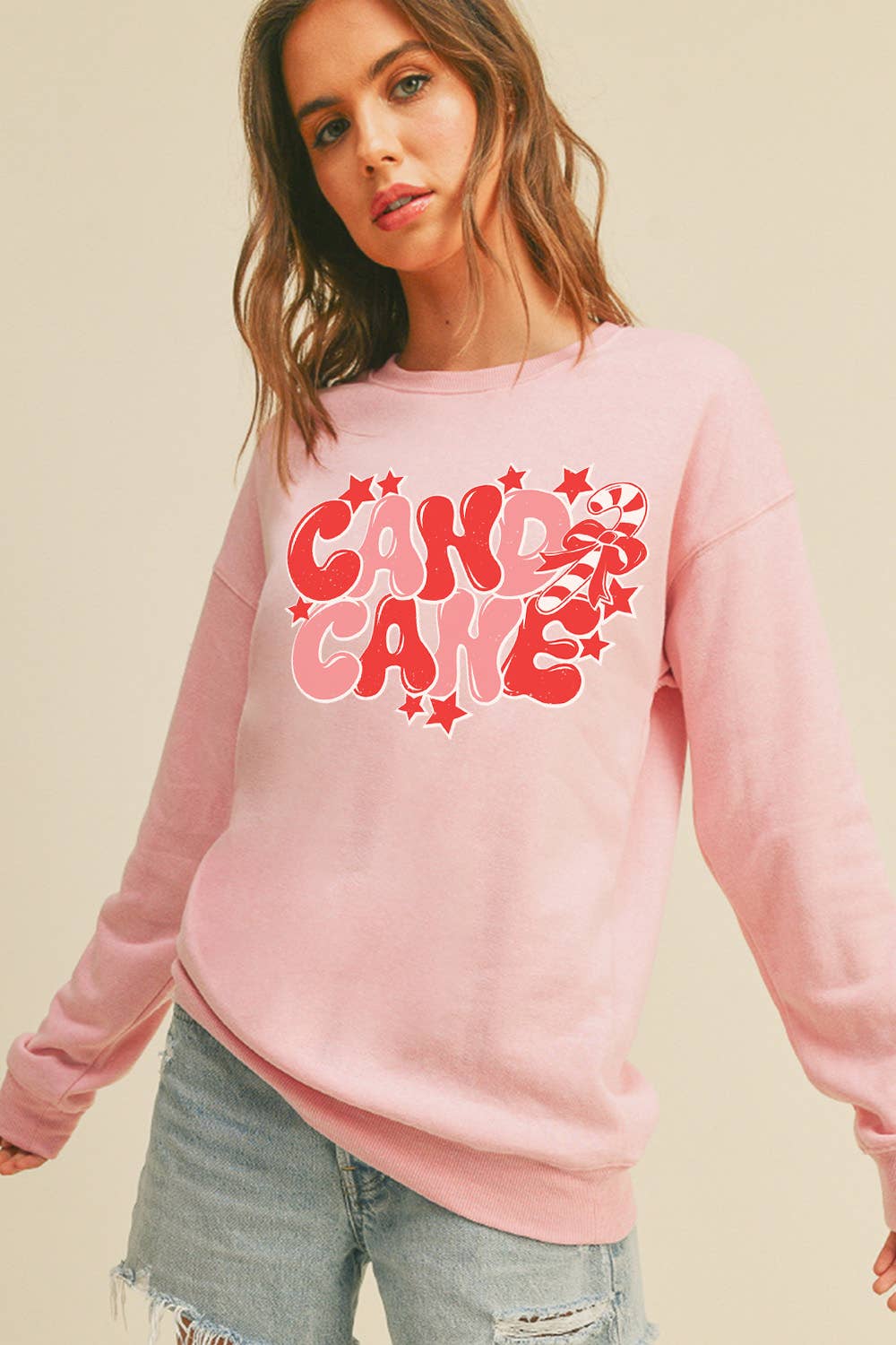 Honestee – wholesale Sweatshirt – Women's – Candy Cane Long Sleeve Sweatshirt5