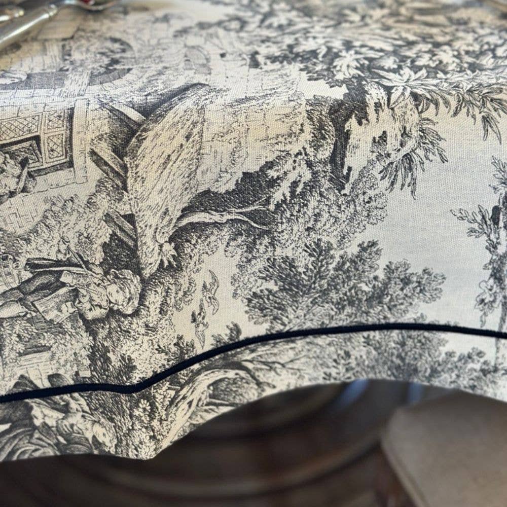 Arte Italica & Crown Linen Designs - Wholesale Tablecloth - Montefalco Toile Tablecloth, Black & Cream - New5