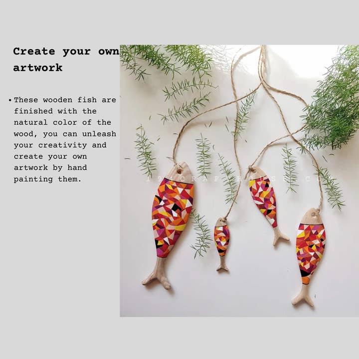 194 Craft House - Wholesale Wall Accent - Unfinished Wooden Fish For Crafting - Fall Decor & Gifts11