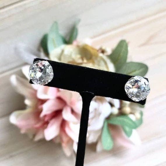 Sela+Sage - Wholesale Stud/Post Earrings - Square Swarovski Crystal Studs in Gold Filled