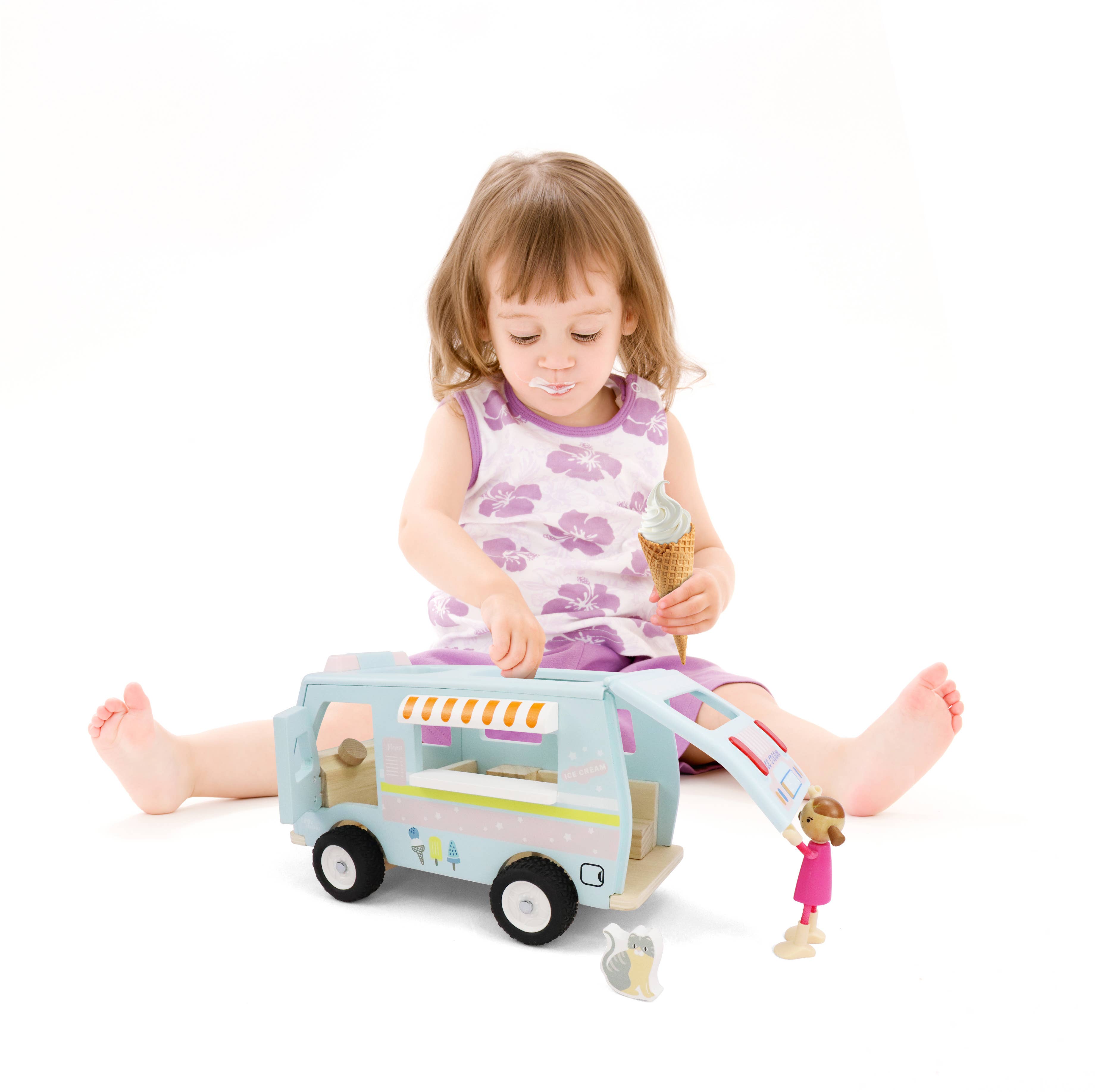 Leo & Friends - Wholesale Toy Set - Kids - L&F Wooden Ice Cream Van, 3-Piece Set8