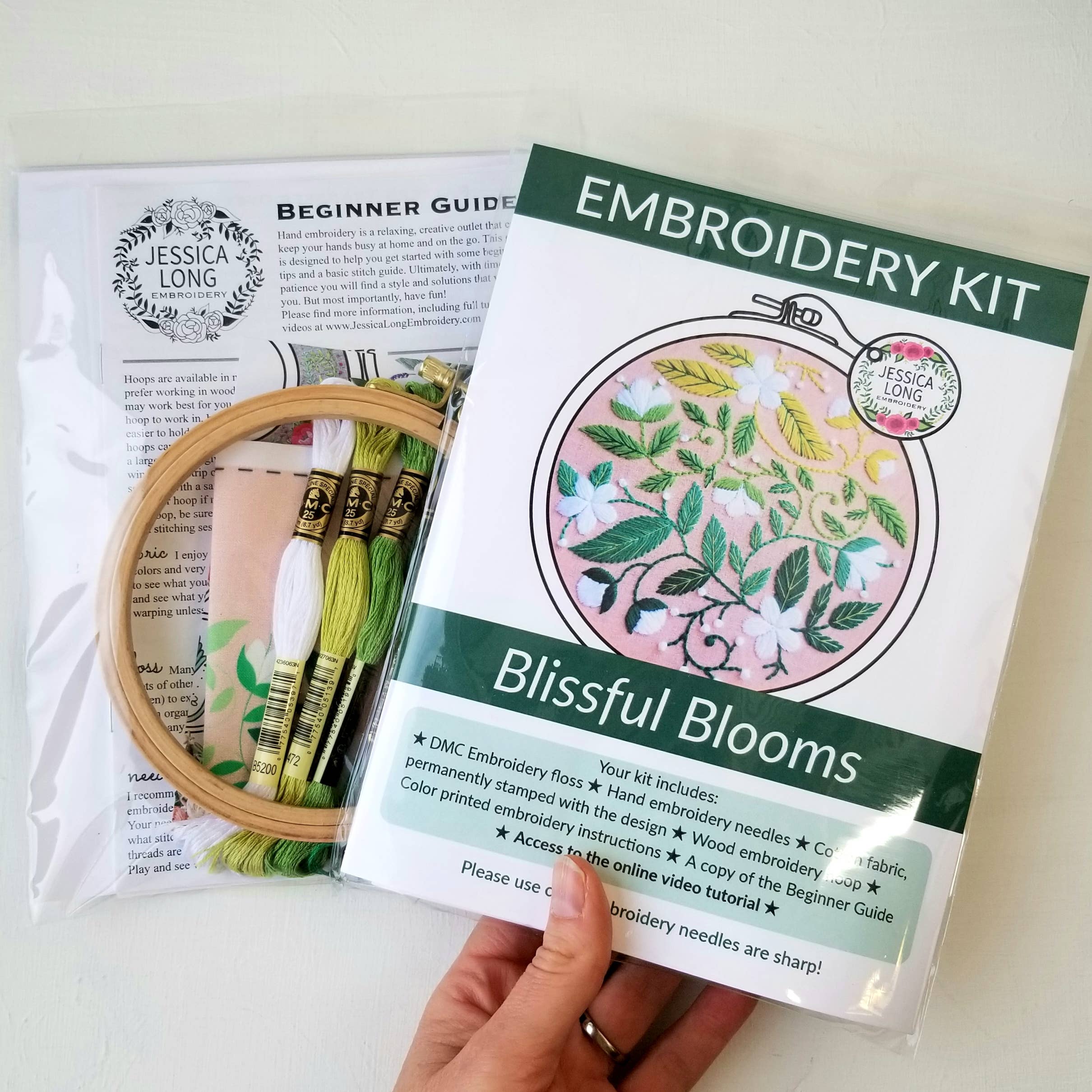 Jessica Long Embroidery - Wholesale Embroidery/cross-stitch supplies - Blissful Blooms Beginner Embroidery Kit4