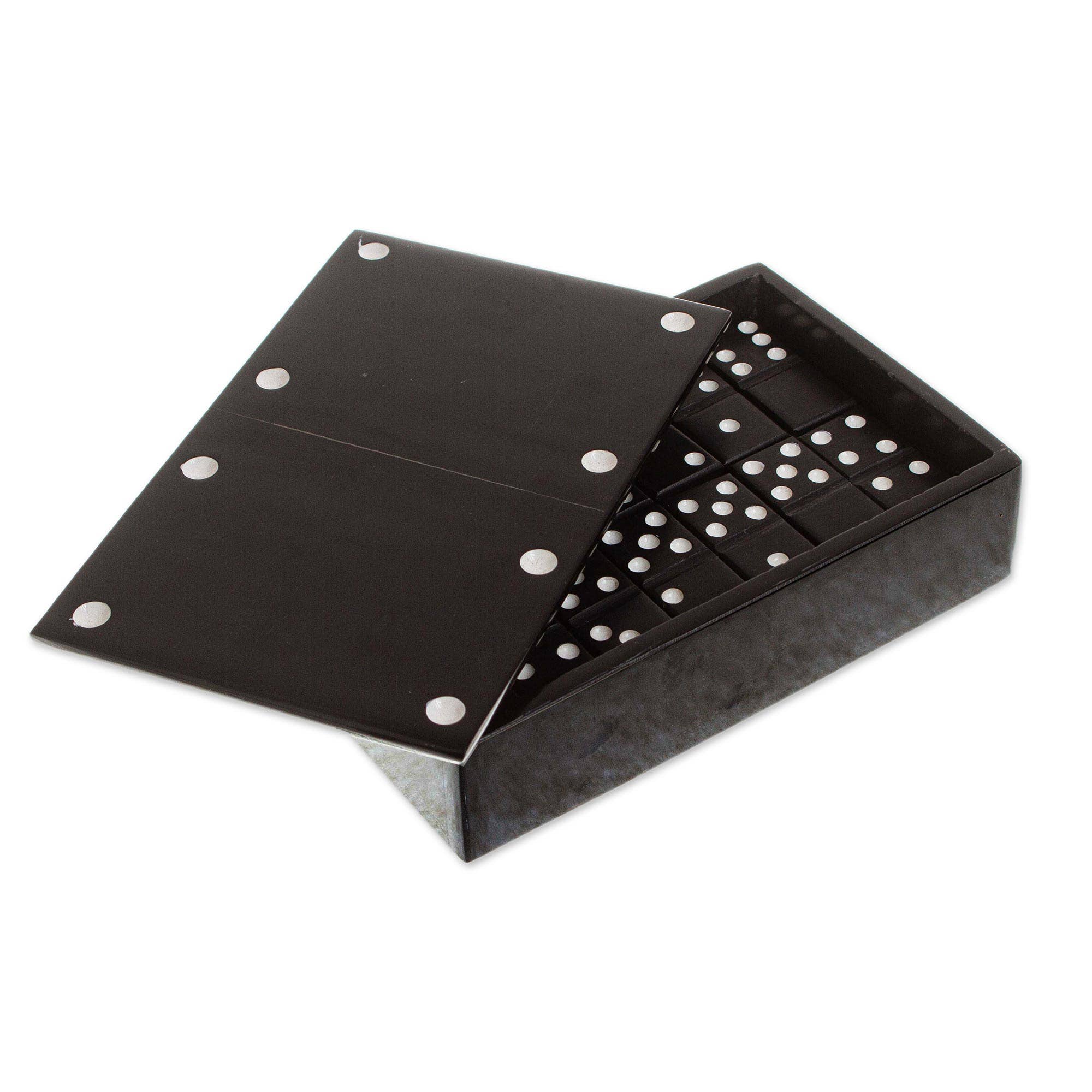 Black Novica Handmade Mexican Family Night Marble Domino Set for wholesale on Faire2