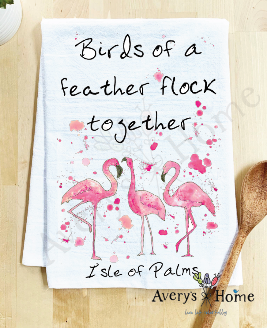 Avery's Home - Wholesale Tea Towel - Birds of a Feather Flamingo Customizable Tea Towel6