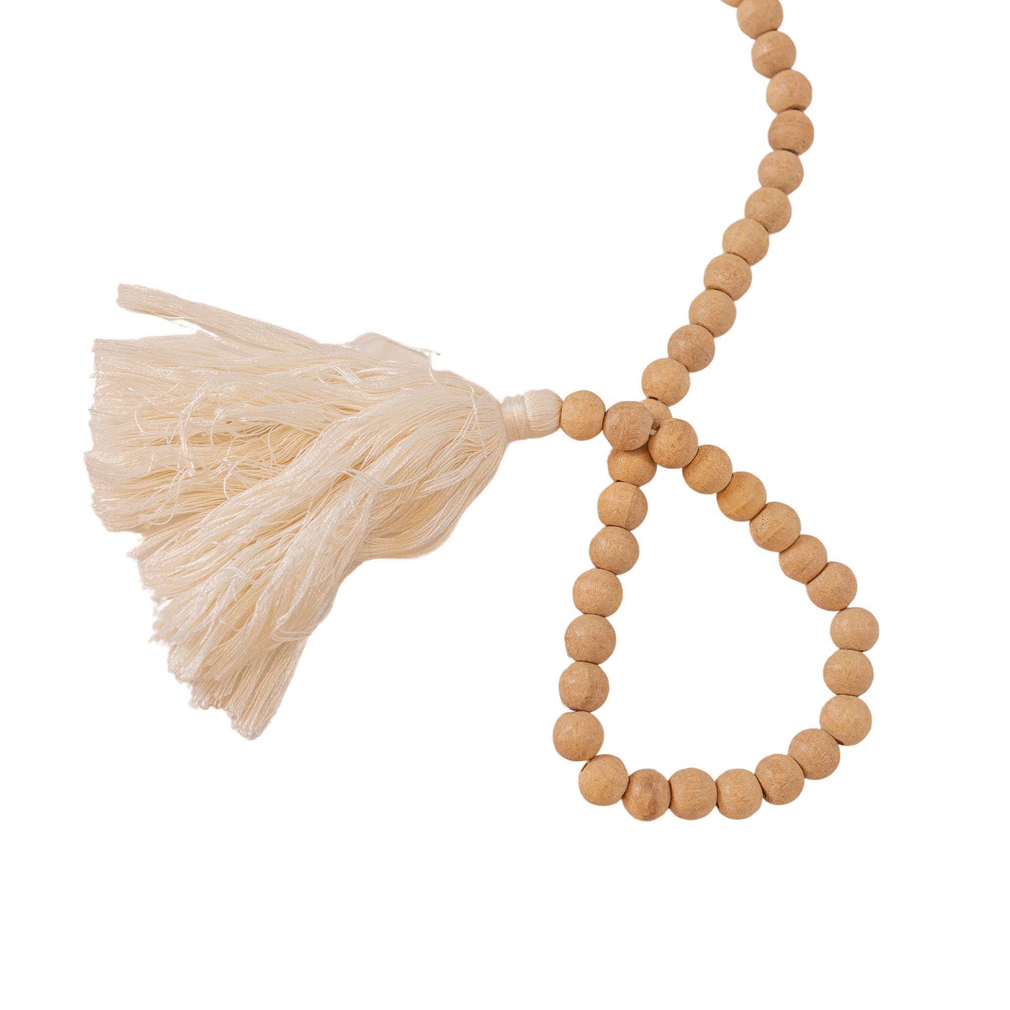 Foreside Home & Garden - Wholesale Decorative Tabletop Object - Kacy Easter Cross Natural Wood Bead Garland Cotton Tassel4