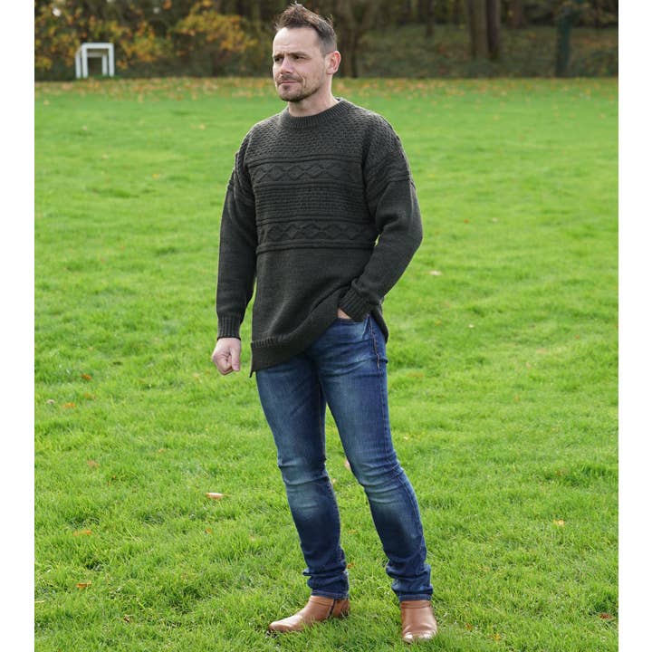 Mars Knitwear – Großhandel Strickpullover – Unisex – Guernsey Pullover aus britischer Wolle - Moss