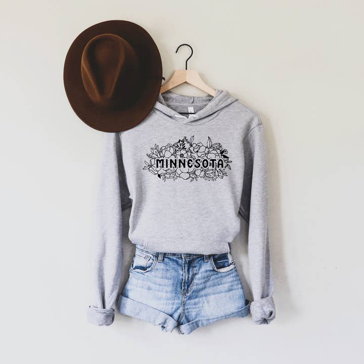 Rosa Mae Co - Wholesale Hoodie - Women's - Floral Minnesota Graphic Hooded Sweatshirt - Bella Canvas2
