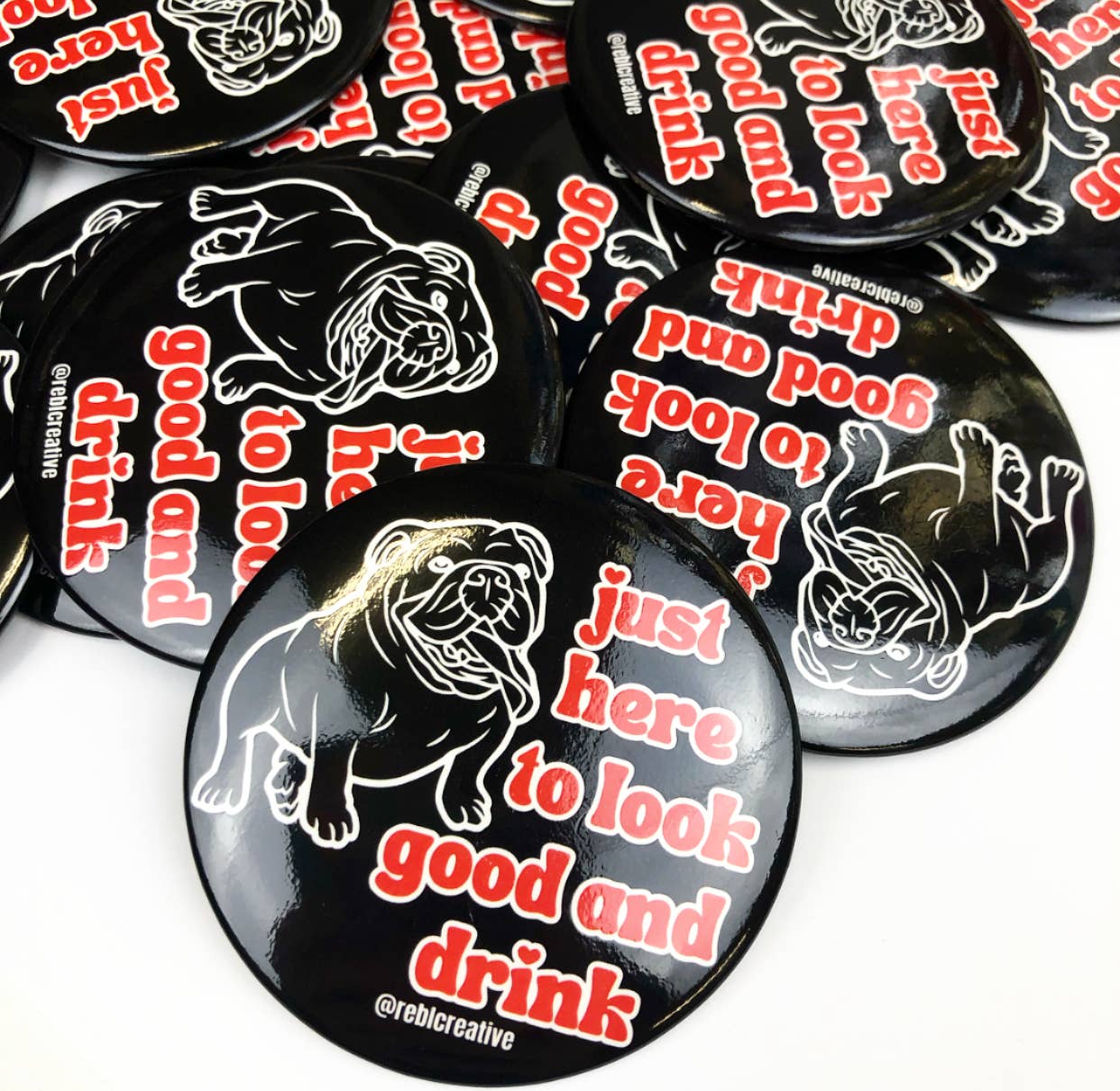 REBL Creative - Wholesale Lapel Pin/Button - *Look Good & Drink - Dawgs - Game Day Button3