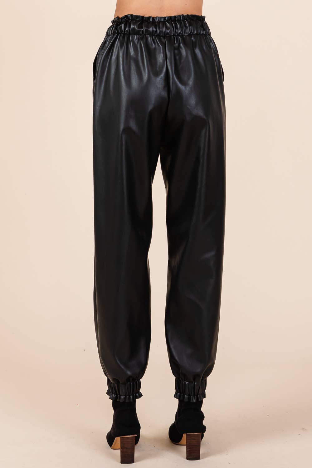 GeeGee x Lovelo - Wholesale Pants - Women's - Faux Leather Jogger Pants, MP5081221
