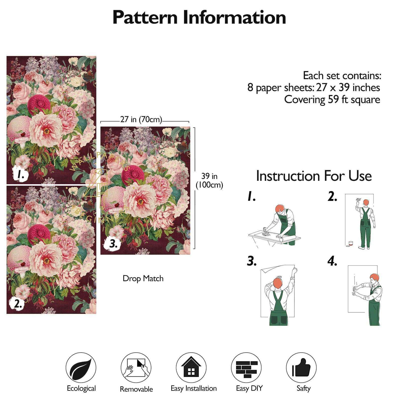 Wallpapers4Beginners - Wholesale Wallpaper - Carta da parati floreale in velluto scuro12