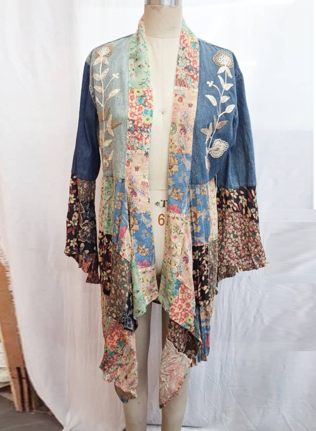 Young Threads - Wholesale Kimono - Women's - Western Boho Chic: Motif Embroidered Denim Long Shrug (NEW)7