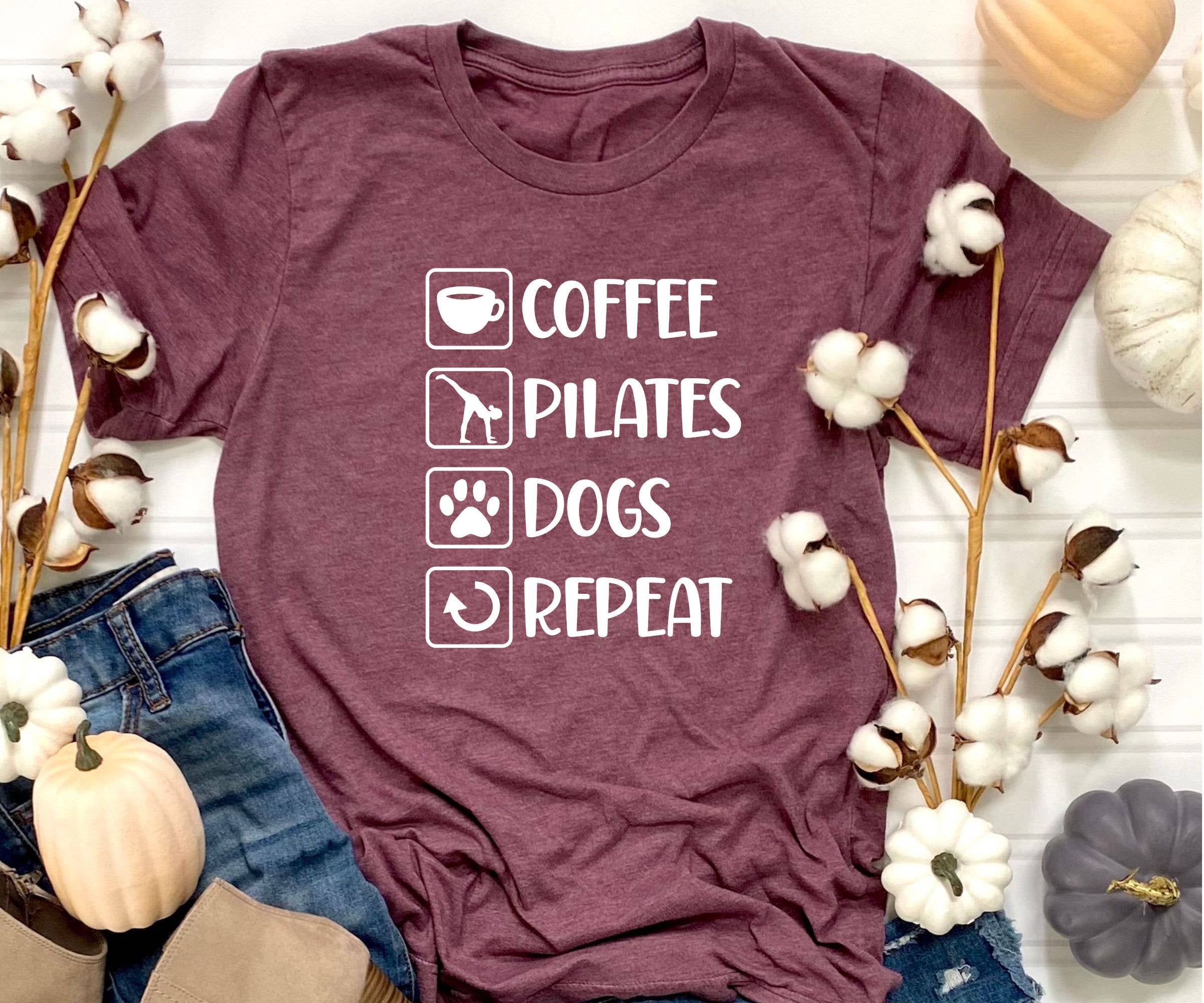 Midday USA - Wholesale T-Shirt (Graphic) - Women's - Coffee Pilates Dogs Repeat T-Shirt2