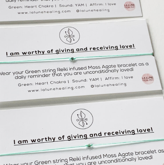 La Lune Healing - Wholesale Beaded Bracelet - Chakra Bracelet -Green String Moss Agate Crystal1