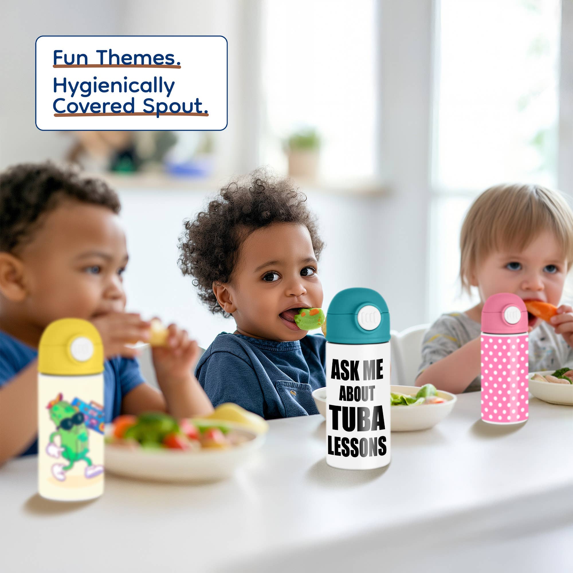 3dRose - Vendita all'ingrosso Borracce - 3dRose, Chiedimi delle lezioni di tuba auto-promozione promozionale pubblicizzare pubblicità insegnante di musica marketing, Borraccia per bambini4