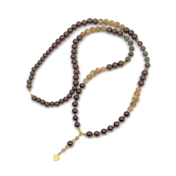 samsara collection - Wholesale Beaded/Pearl Necklace - Boho Deluxe Shining Garnet Necklace0