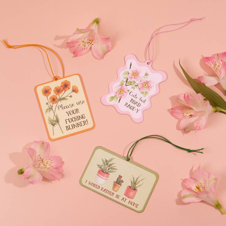 Naughty Florals - Wholesale Air Freshener - Cute But Road Rage-y Air Freshener- Lavender Scented