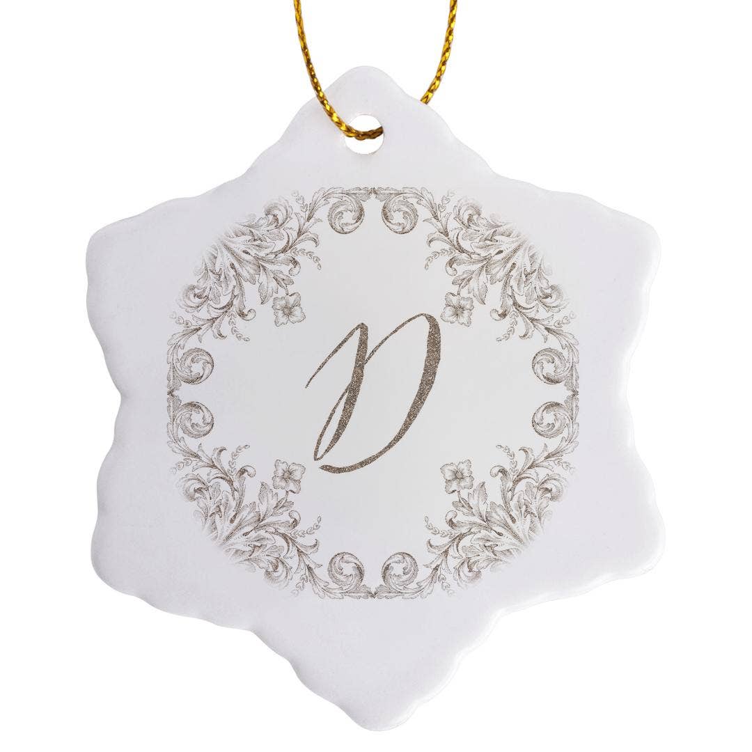 3dRose - Wholesale Ornament - 3dRose, Letter D Personal Luxury Vintage Glitter Monogram-Personalized Initial, Ornament0