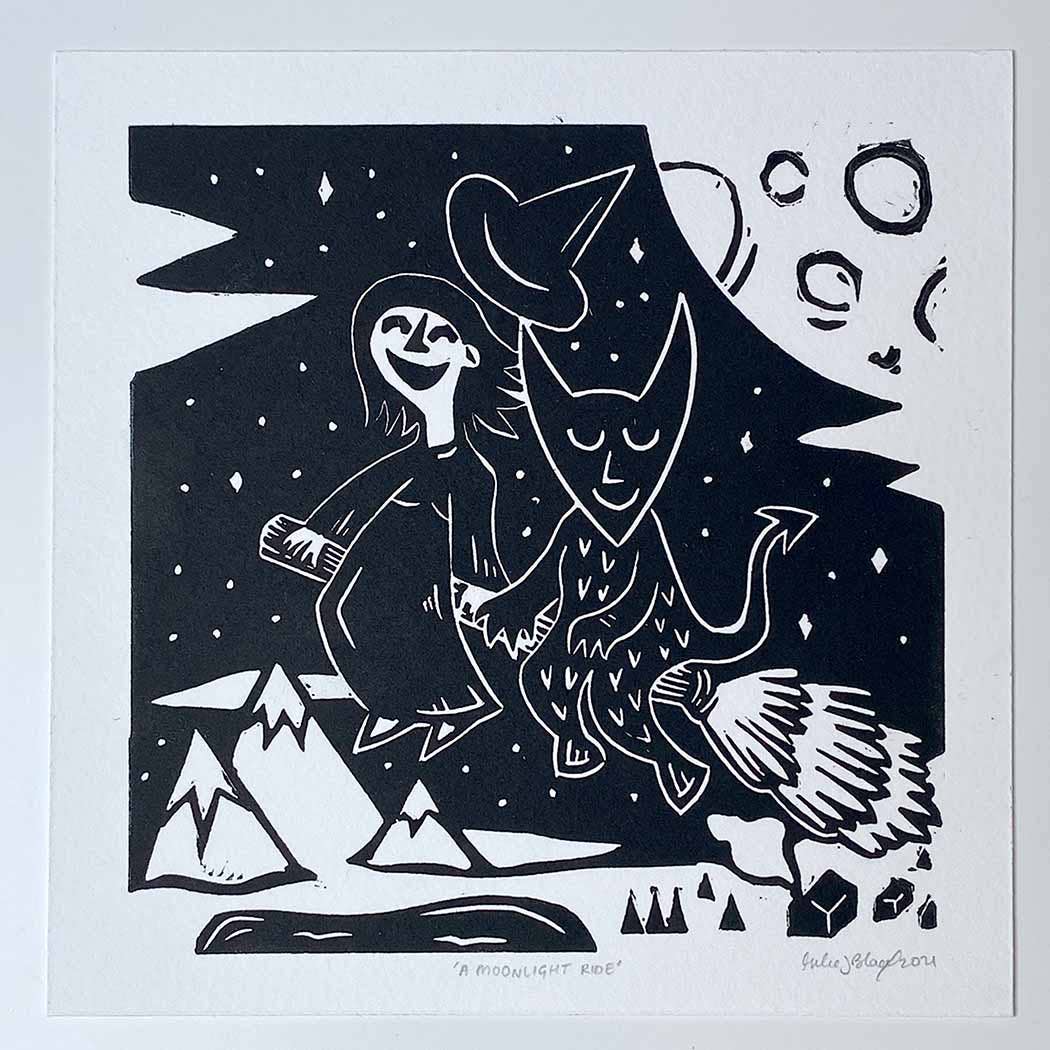 Blockforest - Wholesale Art Print - Moonlight Ride Witchcraft Art Print  1