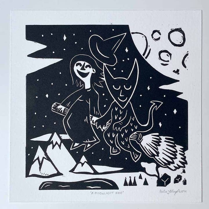 Blockforest - Wholesale Art Print - Moonlight Ride Witchcraft Art Print 1