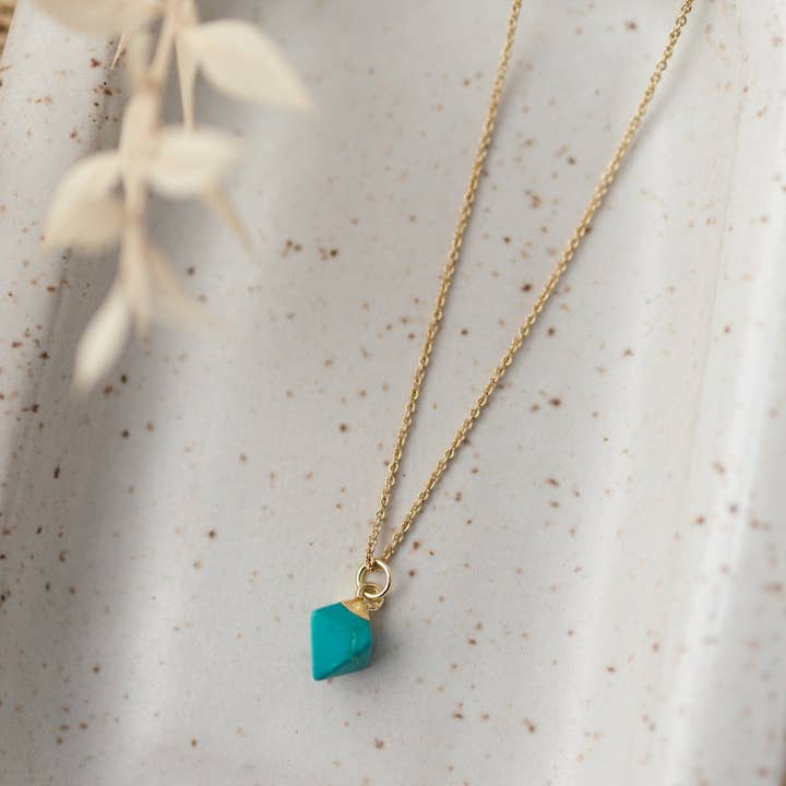 diamond drops necklace-turquoise for wholesale by Wild Abandon Jewelry