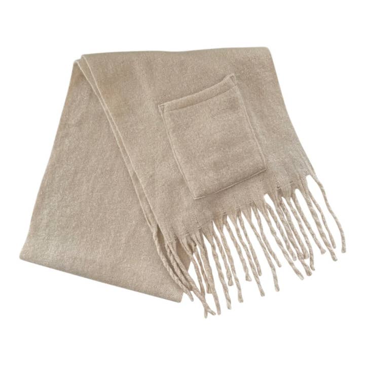 Sprigs - Wholesale Scarf - Women's - Extra Long Fringe Scarf With Pocket