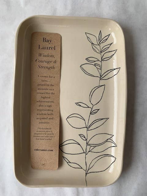 CSF Ceramics - Wholesale Decorative Tray - Tray (Rounded): Bay Laurel1