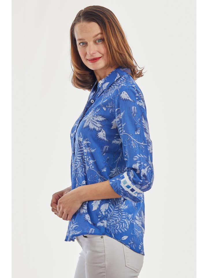 Dizzy-Lizzie - Wholesale Button Down Shirt - Women's - 3/4 Sleeve Rome Navy Toile2