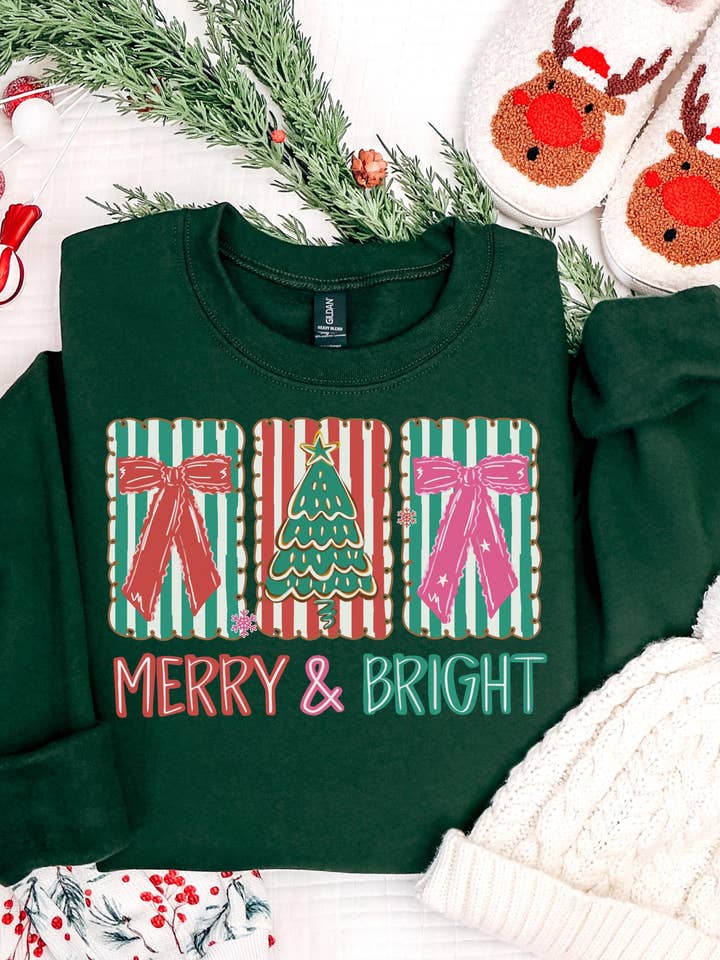 Sudadera Verde Bosque Coqueta Merry & Bright | Navidad para venta al por mayor de Curly Tailed Designs