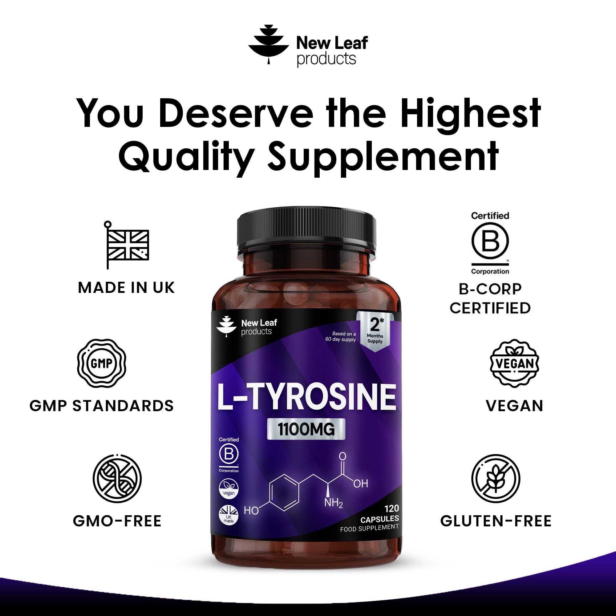 New Leaf products Ltd – wholesale Oral supplement/vitamin – L-Tyrosine Capsules3