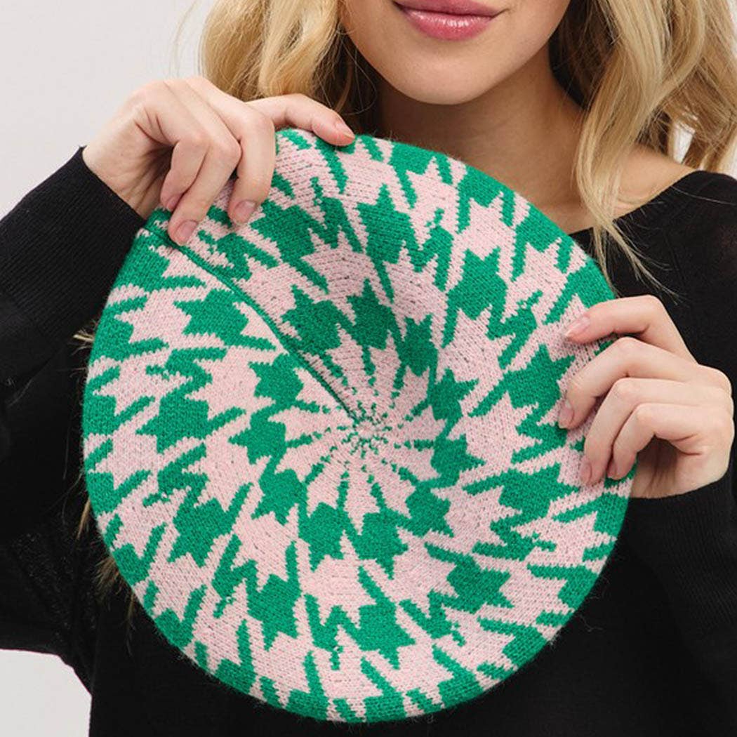 3AM BY H&D ACCESSORIES - Wholesale Beret - Women's - Houndstooth Knit Beret9