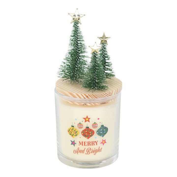 Something Different Wholesale - Wholesale Jar/Filled Candle - Merry and Bright Cinnamon & Spice Christmas Candle with Tree1