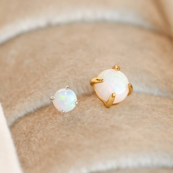 Blueyejewelry - Wholesale Stud/Post Earrings - 925 Silver Opal Studs - Sterling Silver Round Opal Earrings 5