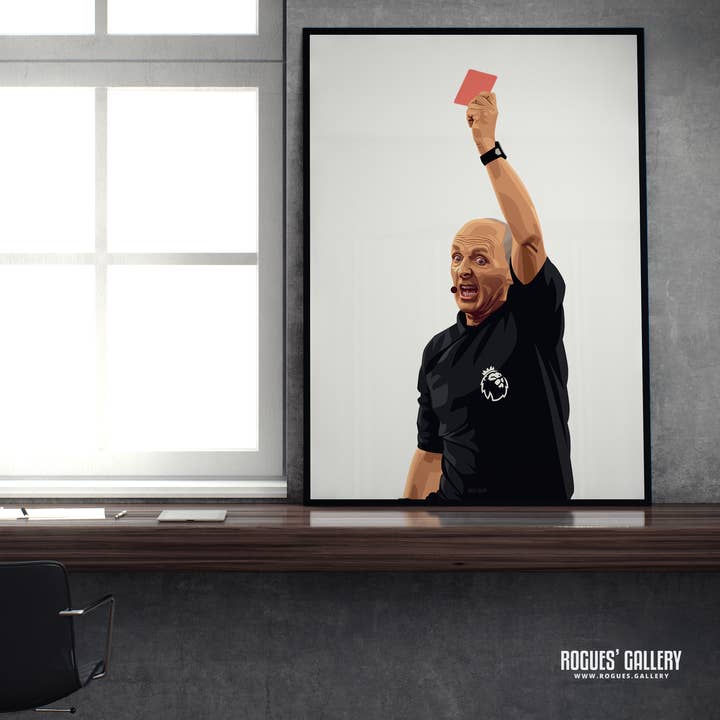 Mike Dean - Red Card - A3 Icon Print for wholesale by Rogues' Gallery