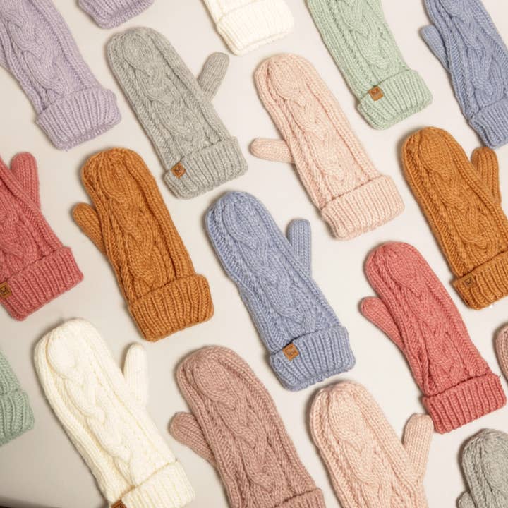 Fashion City - Wholesale Mittens - Women's - Winter Gloves Cable Knit Mittens with Fleece Lined10
