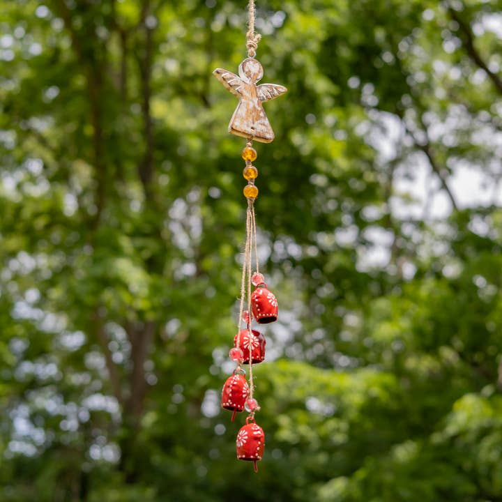 Zaer Ltd. International - Wholesale Wind Chime - 6 Assorted Color Angel Wind Chimes with Dangling Bells5