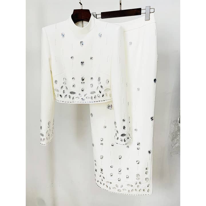 SET163 Elegant tvådelad diamantuppsättning med pärlor för wholesale av Productseeker