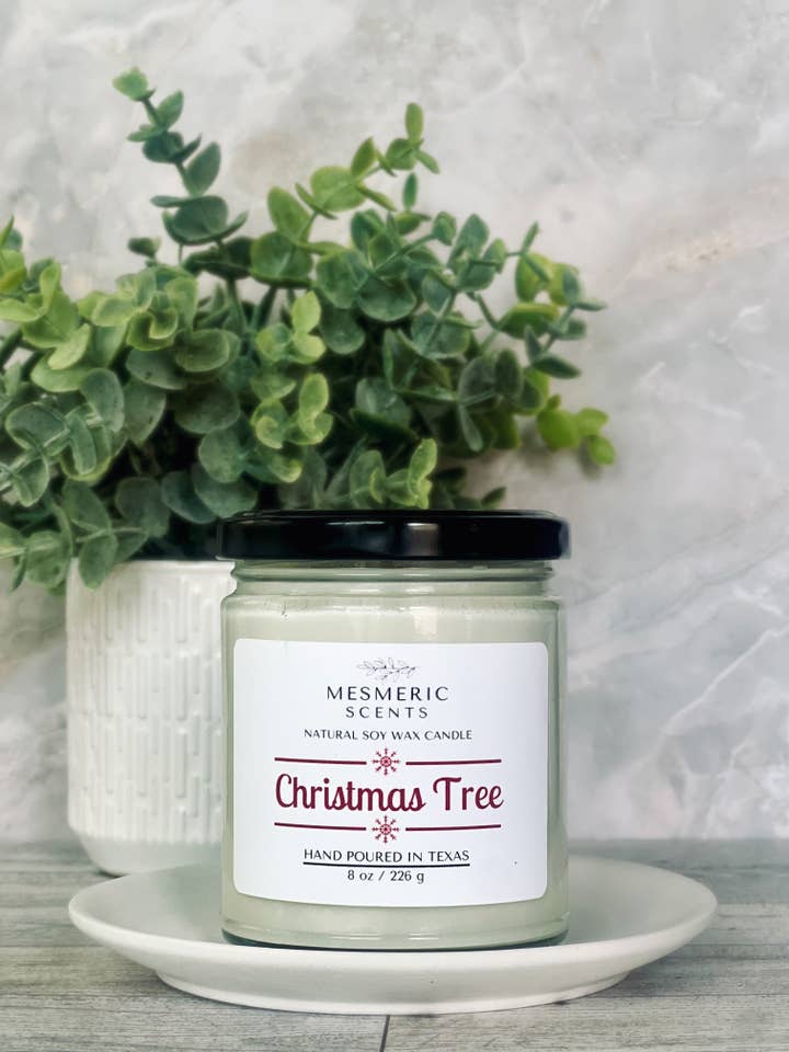 Christmas Tree - 8 oz Glass Soy Candle for wholesale by Mesmeric Scents