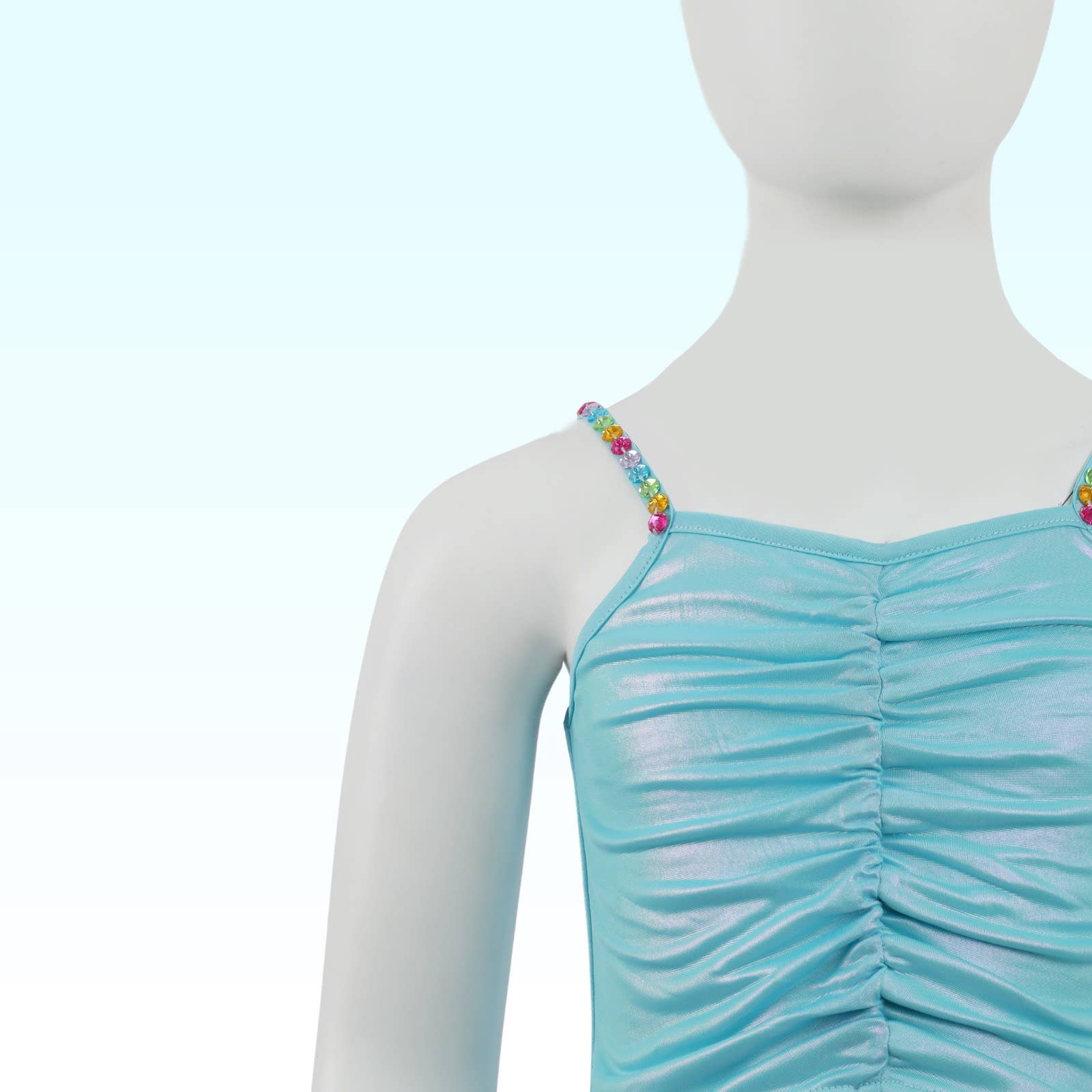 Ellie and Mila - Vente Ensemble haut et jupe – enfant - Ensemble jupe-short bleu métallisé8