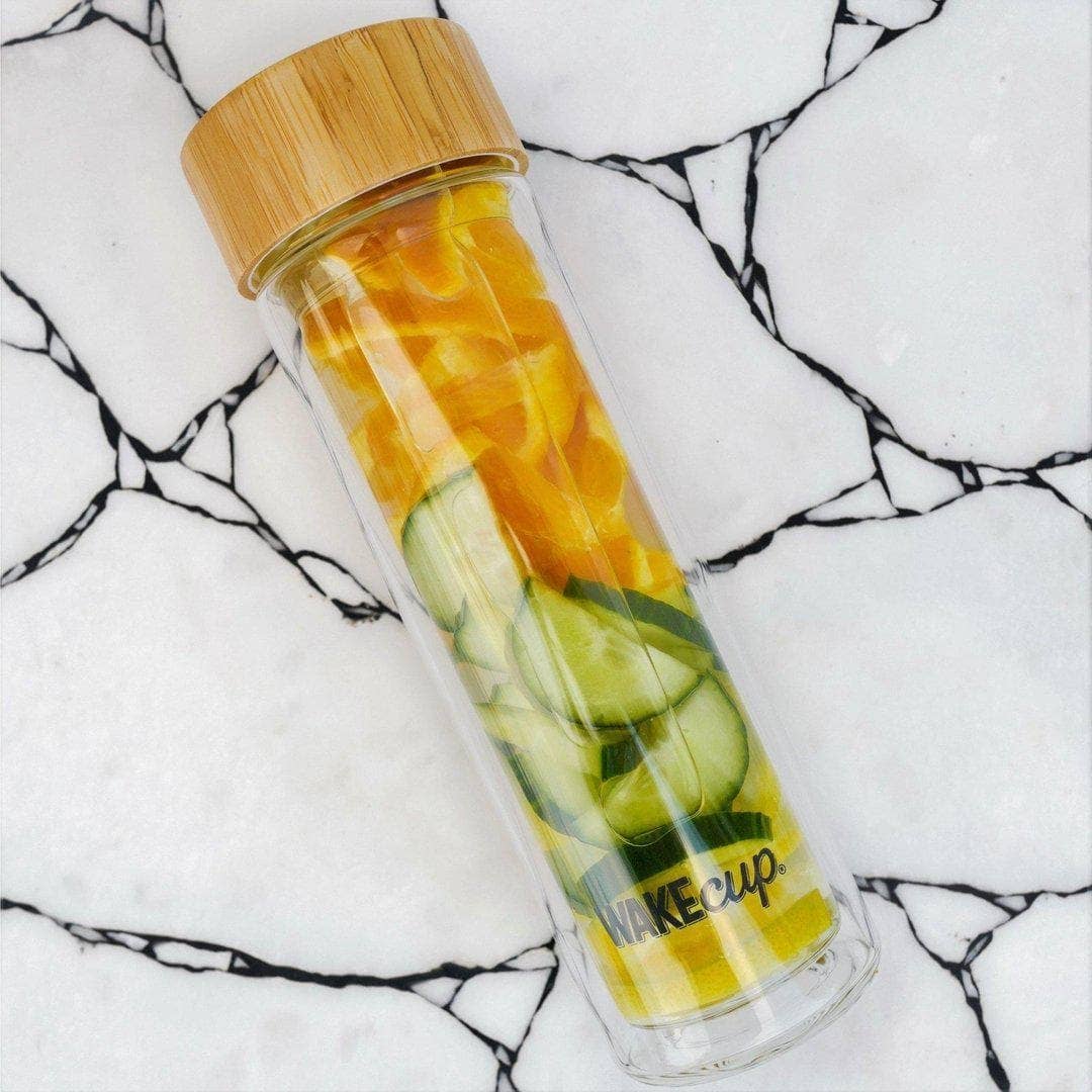 Global WAKEcup - Vente Passoires à thé/infuseurs - Infuseur à thé en verre avec couvercle en bambou biologique6